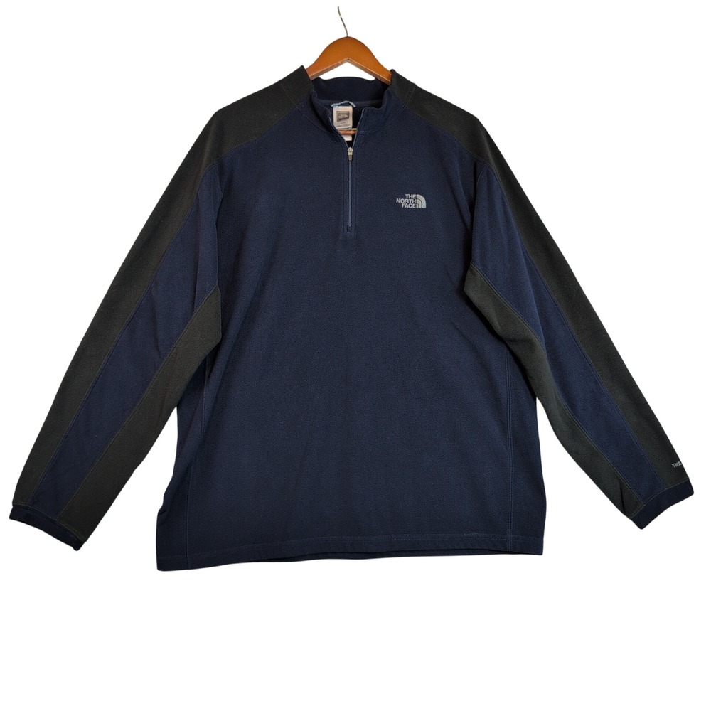 Vintage The North Face Mens XL TKA 100 1/4 Zip Fleece Pullover Navy Blue Outdoor